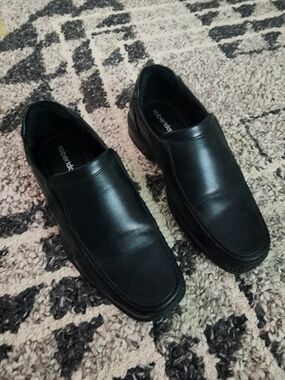 Robert David Black Leather Slip On Loafers Boys Dress Shoes Classic Comfort